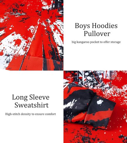 Belovecol Boys Hoodies 3D Printed Hooded Sweatshirts Casual Long Sleeve Pullover with Pocket for 6-16 Years in Kuwait