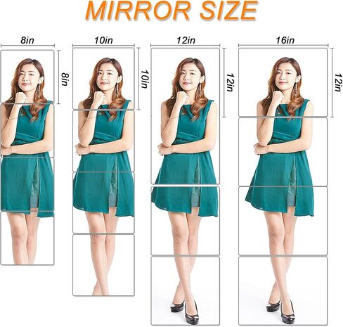 4 Pack Wall Mirror Full Length, 10 x 10 Inch Unbreakable Acrylic Mirror Tiles, Shatterproof Flexible Plastic Mirror Sheets for Bedroom Home Gym Door (4P 10"x 10") in Saudi Arabia