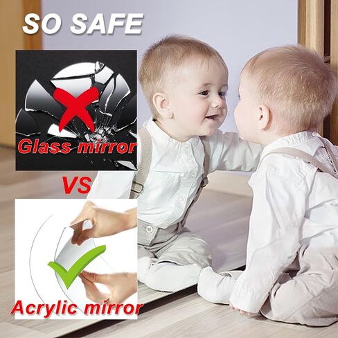 4 Pack Wall Mirror Full Length, 10 x 10 Inch Unbreakable Acrylic Mirror Tiles, Shatterproof Flexible Plastic Mirror Sheets for Bedroom Home Gym Door (4P 10"x 10") in Saudi Arabia