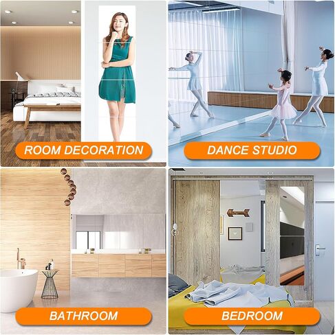 4 Pack Wall Mirror Full Length, 10 x 10 Inch Unbreakable Acrylic Mirror Tiles, Shatterproof Flexible Plastic Mirror Sheets for Bedroom Home Gym Door (4P 10"x 10") in Saudi Arabia