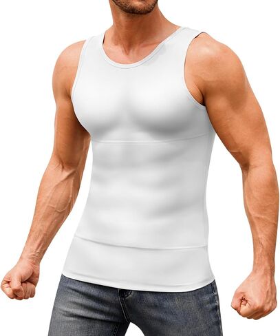 Mens Shapewear Compression Undershirt Slimming Tank Top Vest Gynecomastia Body Shaper Underwear in Kuwait