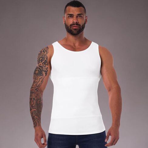 Mens Shapewear Compression Undershirt Slimming Tank Top Vest Gynecomastia Body Shaper Underwear in Kuwait