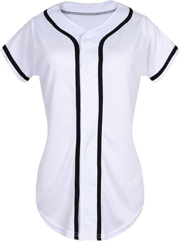 Womens Baseball Jersey Button Downball Jersey Short Sleeve Tee Hip Hop Shirt Active Team Sports Assiforms in Kuwait