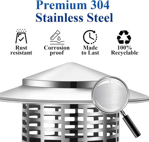 Round Chimney Cap, 304 Stainless Steel Rain Cover, Weatherproof Roof Vent Protector with Gloves, Silver (6 inch) in Saudi Arabia