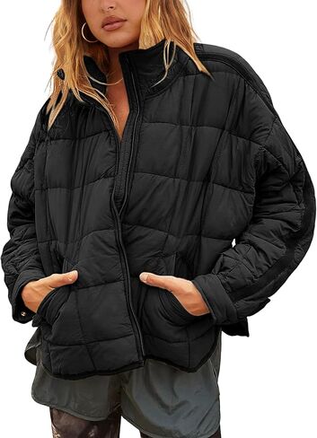 Bianstore Women's Oversized Splice Quilted Lightweight Puffer Jacket Casual Padded Coat in Kuwait