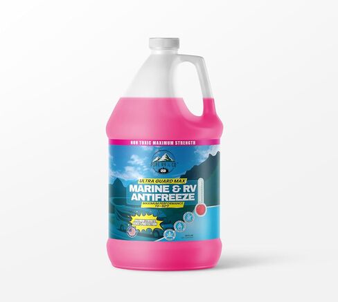 Ultra Guard Max RV Antifreeze -50°F | Non-Toxic Pink Marine Antifreeze | Potable Water Safe Glycerin Formula | Camper, Boat, Pool Winterizing Fluid | Made in USA, 32oz Bottle in Saudi Arabia