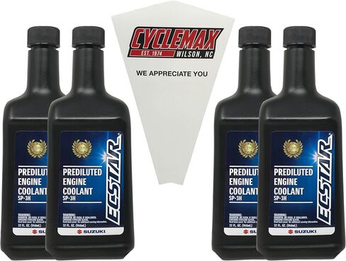 Four Pack Compatible with Suzuki Ecstar Prediluted Engine Coolant 990A0-02E10-01Q Contains Four Quarts and a Funnel in Saudi Arabia