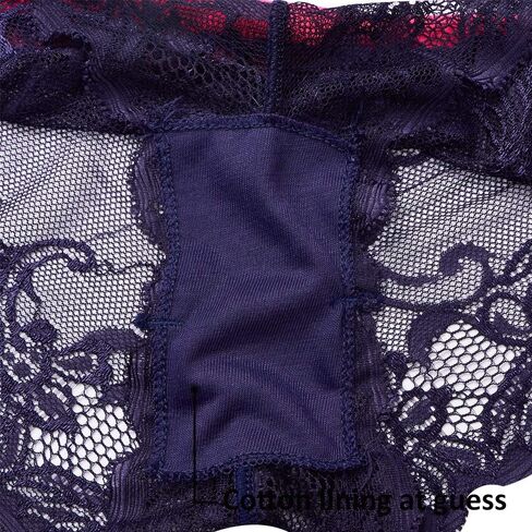 AmorFati Women's Scalloped Lace Hipster Panties 3-Pack Low Rise Bikini Underwear with Floral Sexy Lace Cheeky Panties, Large in Saudi Arabia
