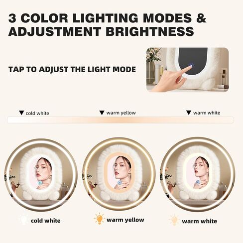 مرآة مكياج أفخم مع أضواء ، 15.8 "× 11.8" مرآة مكياج LED ، شاشة اللمس مرآة الغرور مع إضاءة 3 ألوان ، مرآة مضاءة لمكتب المكياج ، غرفة نوم ، غرفة ملابس ، هدية نسائية (أبيض) in Saudi Arabia