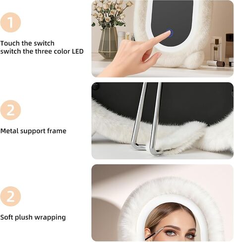 مرآة مكياج أفخم مع أضواء ، 15.8 "× 11.8" مرآة مكياج LED ، شاشة اللمس مرآة الغرور مع إضاءة 3 ألوان ، مرآة مضاءة لمكتب المكياج ، غرفة نوم ، غرفة ملابس ، هدية نسائية (أبيض) in Saudi Arabia
