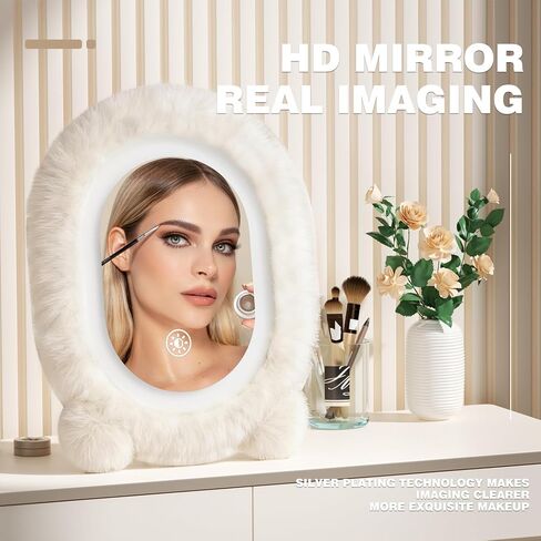 مرآة مكياج أفخم مع أضواء ، 15.8 "× 11.8" مرآة مكياج LED ، شاشة اللمس مرآة الغرور مع إضاءة 3 ألوان ، مرآة مضاءة لمكتب المكياج ، غرفة نوم ، غرفة ملابس ، هدية نسائية (أبيض) in Saudi Arabia