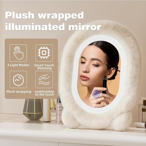مرآة مكياج أفخم مع أضواء ، 15.8 "× 11.8" مرآة مكياج LED ، شاشة اللمس مرآة الغرور مع إضاءة 3 ألوان ، مرآة مضاءة لمكتب المكياج ، غرفة نوم ، غرفة ملابس ، هدية نسائية (أبيض) in Saudi Arabia