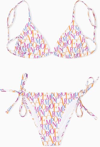 Emporio Armani Women's Logomania Triangle Top and String Brief Bikini Set in Saudi Arabia