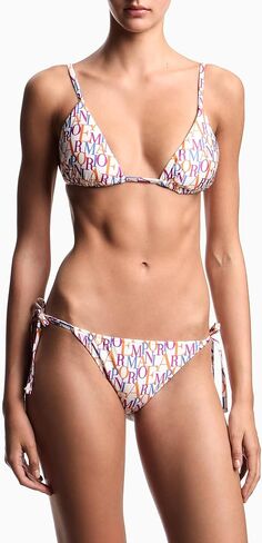 Emporio Armani Women's Logomania Triangle Top and String Brief Bikini Set in Saudi Arabia