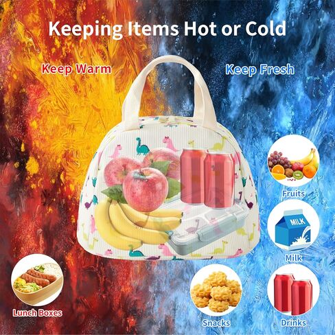 Cute Corduroy Insulated Lunch Box for Girls Women, Large Capacity Reusable Cooler Bag for Kids, Toddlers, Preschool and Elementary School Lunch Bag(Dinosaur) in Saudi Arabia