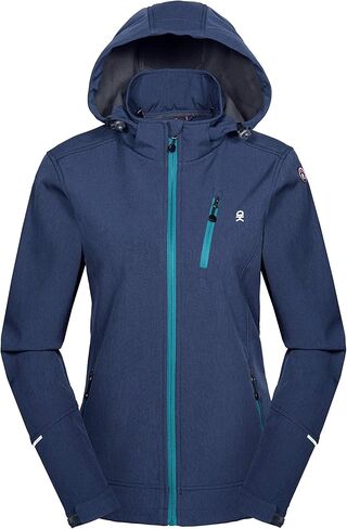 Little Donkey Andy Women's Softshell Jacket Ski Jacket with Removable Hood, Fleece Lined and Water Repellent in Kuwait