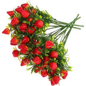 Cabilock 5pcs Artificial Strawberry Stems - Faux Strawberry Bunch, Rustic Fake Fruit Branches for Home Decor Party Centerpieces Photography Props in Kuwait