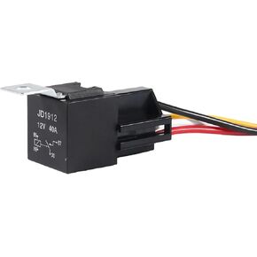Automotive Relay with Harness, 12V 40A 4-Pin SPST, Color-Coded Wires for Car Truck Motorcycle Boat (2pcs) in Kuwait