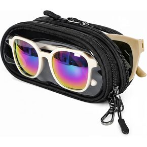 علبة نظارة مزدوجة واضحة ، حالة قراء نظارات ناعمة لـ 2 مع نوافذ PVC ، حقيبة نظارة شمسية مزدوجة للنساء الرجال in Kuwait