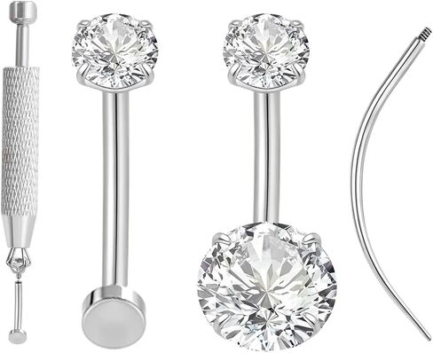 Uni-J Floating Belly Button Rings G23 Titanium 14G Navel Rings - Equipped With Piercing Taper Ball Grabber Tool for Changing Jewelry in Kuwait