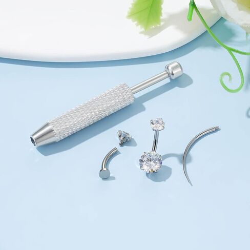 Uni-J Floating Belly Button Rings G23 Titanium 14G Navel Rings - Equipped With Piercing Taper Ball Grabber Tool for Changing Jewelry in Kuwait