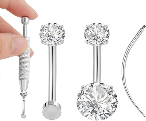 Uni-J Floating Belly Button Rings G23 Titanium 14G Navel Rings - Equipped With Piercing Taper Ball Grabber Tool for Changing Jewelry in Kuwait