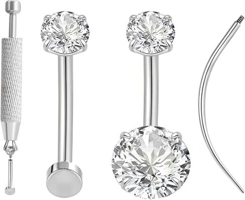 Uni-J Floating Belly Button Rings G23 Titanium 14G Navel Rings - Equipped With Piercing Taper Ball Grabber Tool for Changing Jewelry in Kuwait