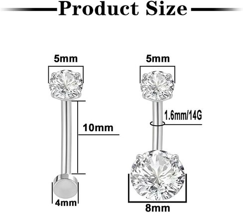 Uni-J Floating Belly Button Rings G23 Titanium 14G Navel Rings - Equipped With Piercing Taper Ball Grabber Tool for Changing Jewelry in Kuwait