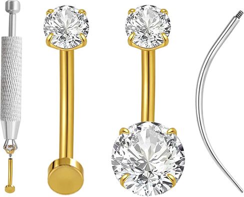Uni-J Floating Belly Button Rings G23 Titanium 14G Navel Rings - Equipped With Piercing Taper Ball Grabber Tool for Changing Jewelry in Kuwait