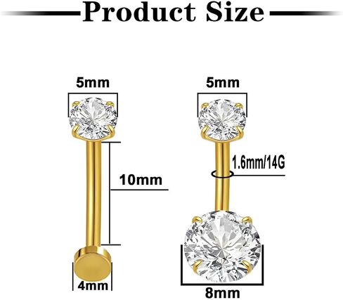 Uni-J Floating Belly Button Rings G23 Titanium 14G Navel Rings - Equipped With Piercing Taper Ball Grabber Tool for Changing Jewelry in Kuwait