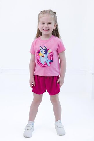 Bluey Girls T-Shirt and Mesh Shorts Outfit Set Toddler to Big Kid Sizes (2T - 10-12) in Saudi Arabia