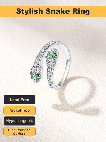 حلقات بيان U7 للنساء ، ورقة قابلة للتعديل/الأخطبوط/الأفعى حلقات ، مجوهرات حفلة كوكتيل لذيذ in Saudi Arabia