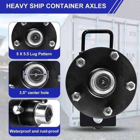 2Pack Shipping Container Wheels 5-Lug Kit, Moves Fits Up to 20Ft - 40Ft Shipping Container Accessories, Heavy Duty Shipping Container Axles, Bolt On Wheels 8800Lb Shipping Container Hub in Saudi Arabia