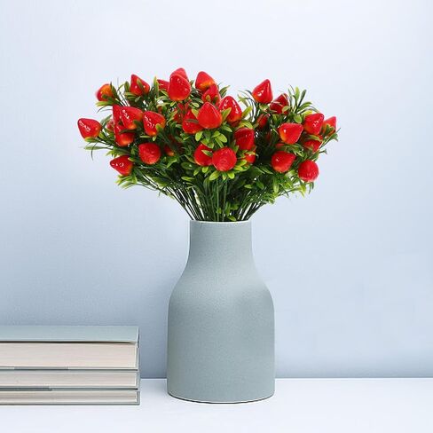 Cabilock 5pcs Artificial Strawberry Stems - Faux Strawberry Bunch, Rustic Fake Fruit Branches for Home Decor Party Centerpieces Photography Props in Saudi Arabia