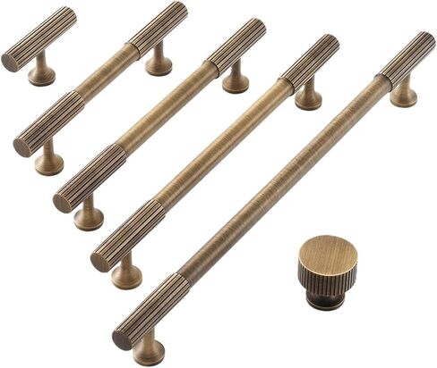 Gold Solid Brass Handle Vertical Lines Linear Kitchen Cabinet T Bars Drawer Pull Antique 1Pcs(2120-Nickel-160) in Saudi Arabia