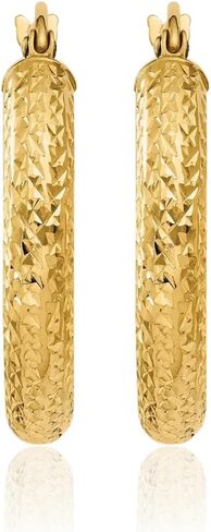 14K Solid Yellow Gold 3.5x22mm Round Small Hoop Earrings in Saudi Arabia