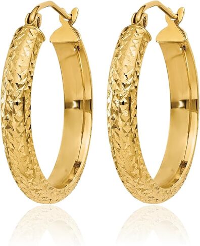 14K Solid Yellow Gold 3.5x22mm Round Small Hoop Earrings in Saudi Arabia