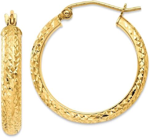 14K Solid Yellow Gold 3.5x22mm Round Small Hoop Earrings in Saudi Arabia
