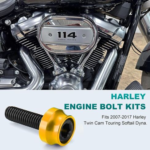 MoKitDora 84 pcs Motorcycle Bolt Covers Black Engine Bolt & Head Toppers Caps Kit for 2007-2017 Harley Twin Cam Softail Touring Dyna, Blue in Saudi Arabia
