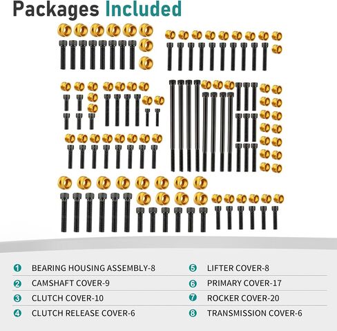 MoKitDora 84 pcs Motorcycle Bolt Covers Black Engine Bolt & Head Toppers Caps Kit for 2007-2017 Harley Twin Cam Softail Touring Dyna, Blue in Saudi Arabia