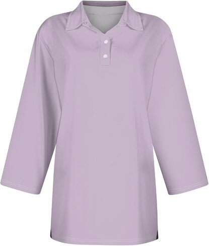 Business Casual Tops for Women Cotton V Neck 3/4 Sleeve Polo Shirts Basic Plain Slim Fitted T Shirts Cozy Workout Top in Saudi Arabia