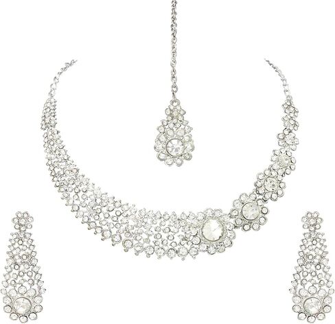 Charming Silver Plated Alloy Choker Necklace Set For Women in Saudi Arabia