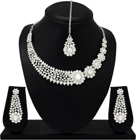 Charming Silver Plated Alloy Choker Necklace Set For Women in Saudi Arabia