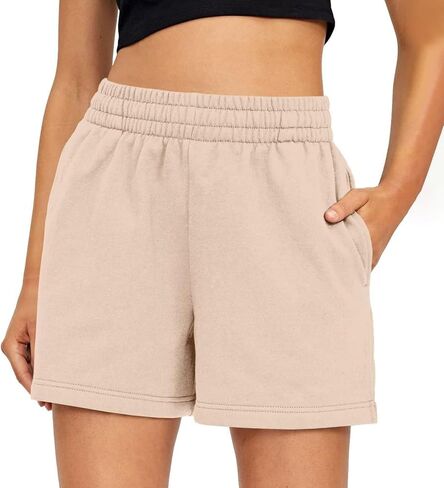 Sweat Shorts Women Plus Size Wide Leg Elastic High Waisted SweatShorts with Pocket Summer Soft Casaul Pull On Jorts 2025 in Saudi Arabia
