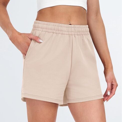 Sweat Shorts Women Plus Size Wide Leg Elastic High Waisted SweatShorts with Pocket Summer Soft Casaul Pull On Jorts 2025 in Saudi Arabia