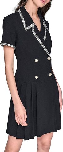 KARL LAGERFELD Women's Jacquard Trim Pleated Skirt Short Sleeve Coat in Saudi Arabia
