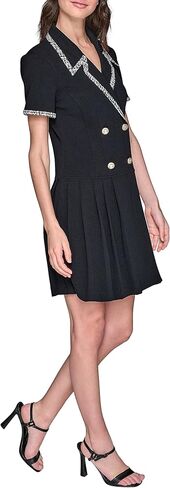 KARL LAGERFELD Women's Jacquard Trim Pleated Skirt Short Sleeve Coat in Saudi Arabia