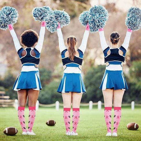 24 Pairs Breast Cancer Awareness Socks Bluk Pink Football Socks With Wrist Sweatbands Athletic Accessories for Volunteer in Saudi Arabia