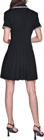 KARL LAGERFELD Women's Jacquard Trim Pleated Skirt Short Sleeve Coat in Saudi Arabia