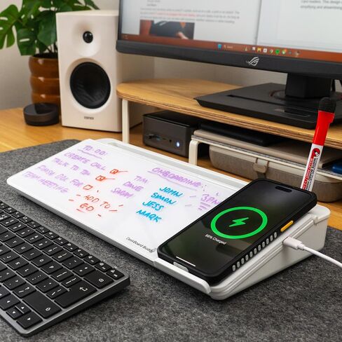 DeskBoard Buddy Desktop Whiteboard with Calculator + 2 Markers - White Desk Dry Erase Easel Board Pad for Computer Table Top - Small Size, Portable, Glass Tabletop Notepad Bord with Mini Marker Stand in Saudi Arabia